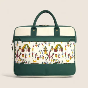 Traditional Art Print Jute Laptop Bag - Timeless Art, Modern Professional