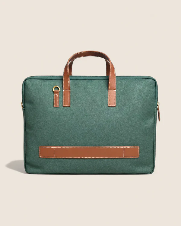 Elegant Green Jute Laptop Sleeve - Minimalist Design with PU Leather Touch - Image 12
